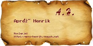 Apró Henrik névjegykártya